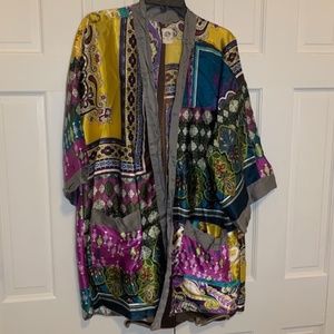Anthropologie Satin Patchwork Robe/Kimono Style